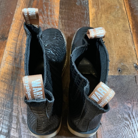 Black Faux Crocodile Western Chelsea Ankle Boots Men’s Size 45/12 - Picture 2 of 8